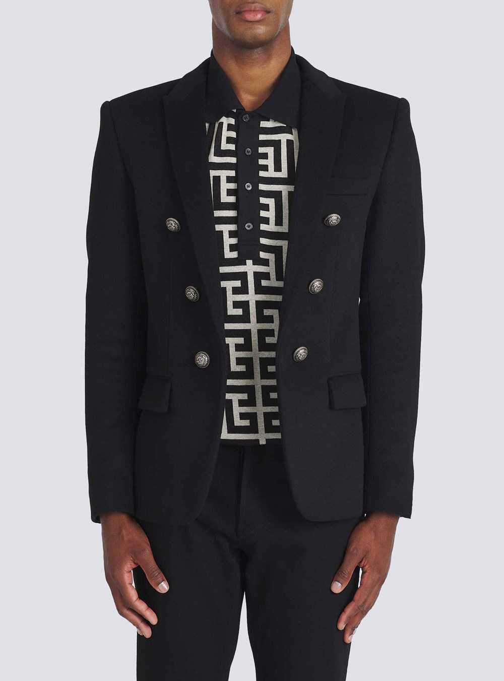 Balmain Wool Blazer With Double-breasted Silver-tone Buttoned Fastening Black | DQPAXSE-75