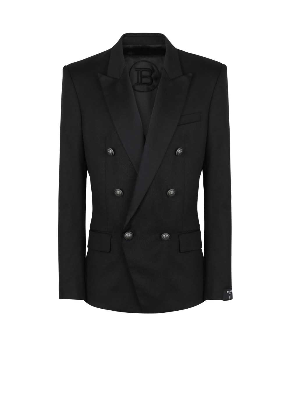 Balmain Wool Blazer With Double-breasted Silver-tone Buttoned Fastening Black | DQPAXSE-75