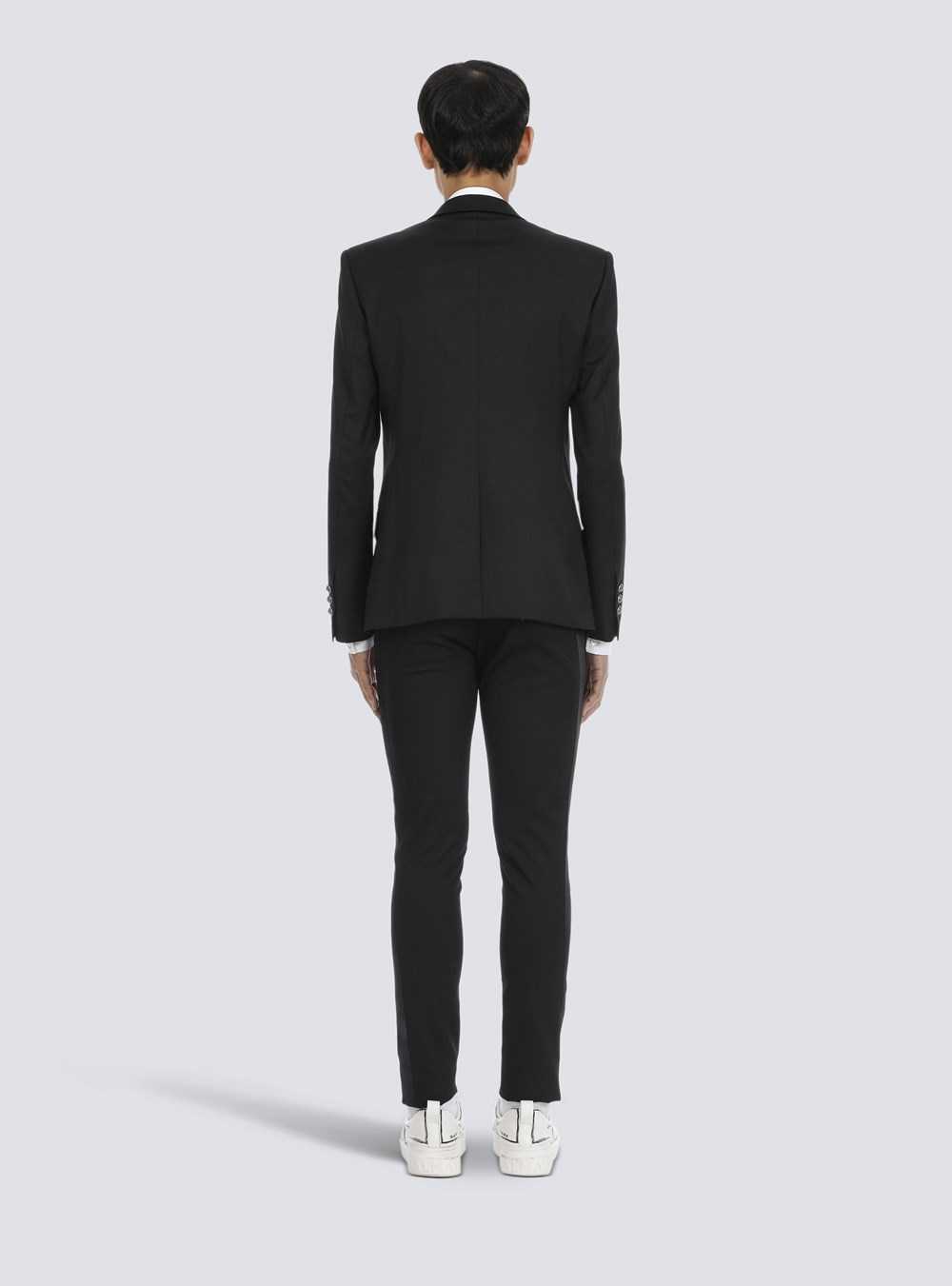 Balmain Wool Blazer With Double-breasted Silver-tone Buttoned Fastening Black | HOEQCVS-58