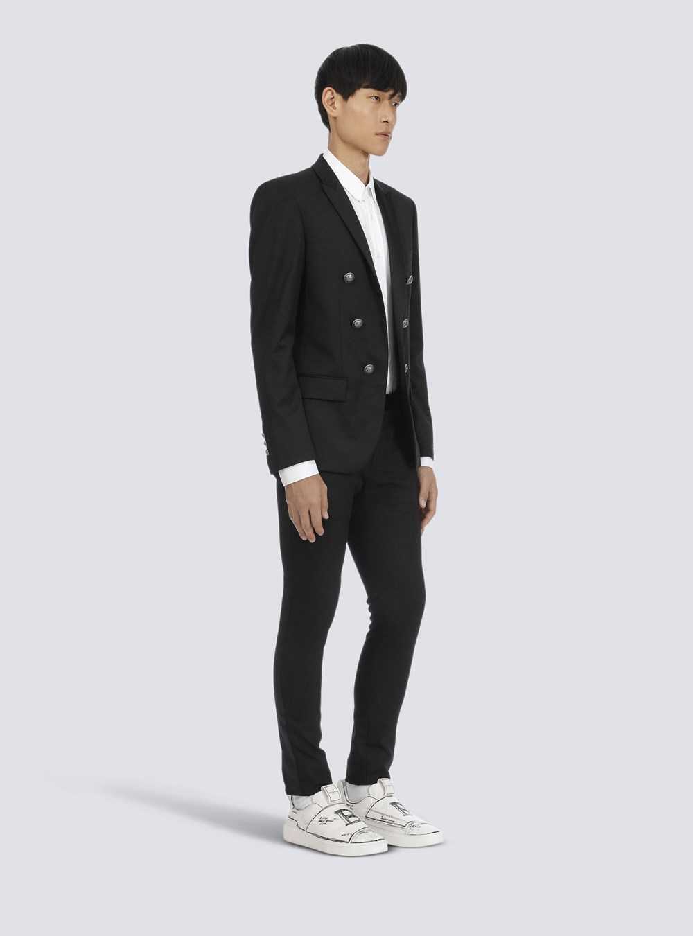 Balmain Wool Blazer With Double-breasted Silver-tone Buttoned Fastening Black | HOEQCVS-58