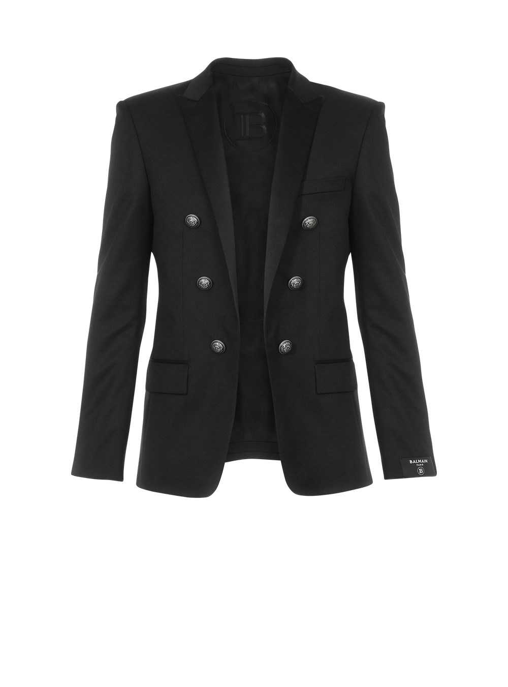 Balmain Wool Blazer With Double-breasted Silver-tone Buttoned Fastening Black | HOEQCVS-58