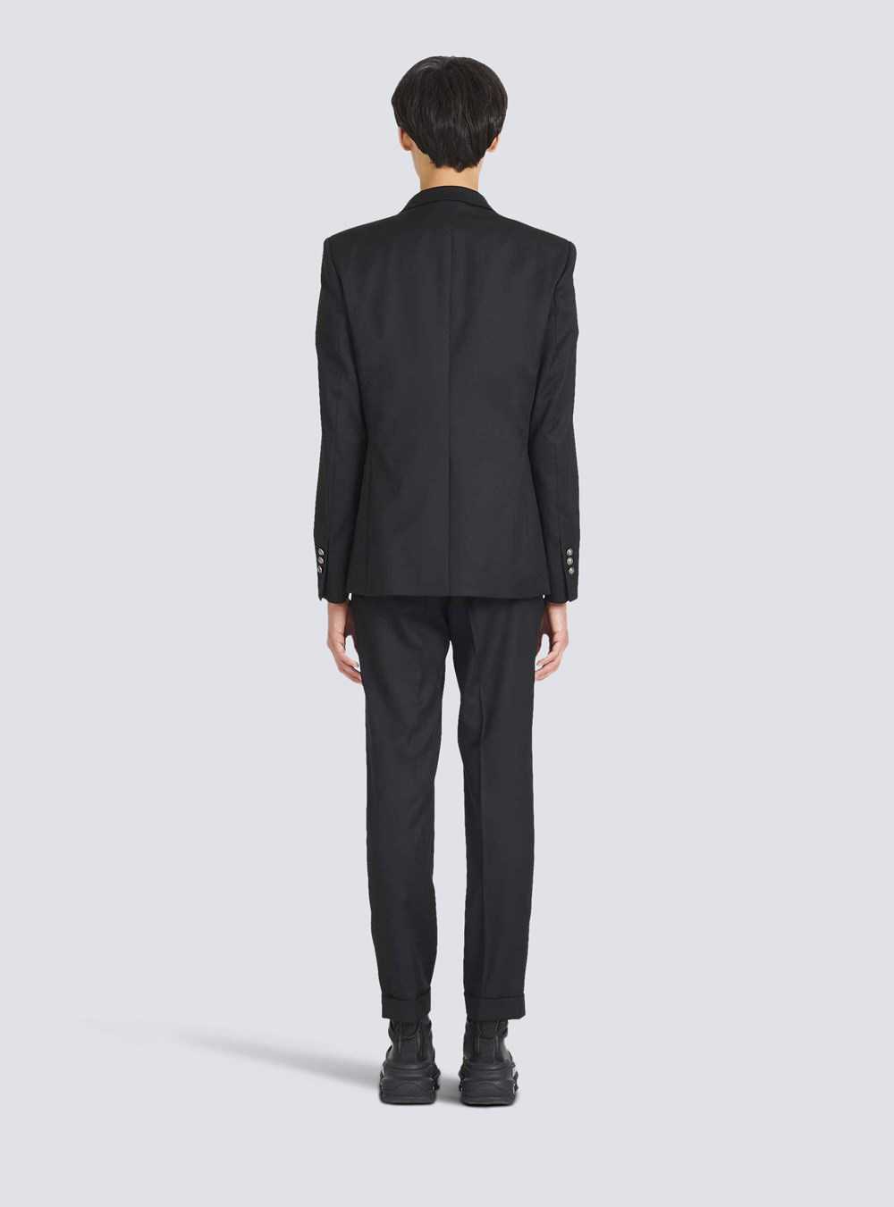 Balmain Wool Blazer With Double-breasted Silver-tone Buttoned Fastening Black | KIMFZXO-02