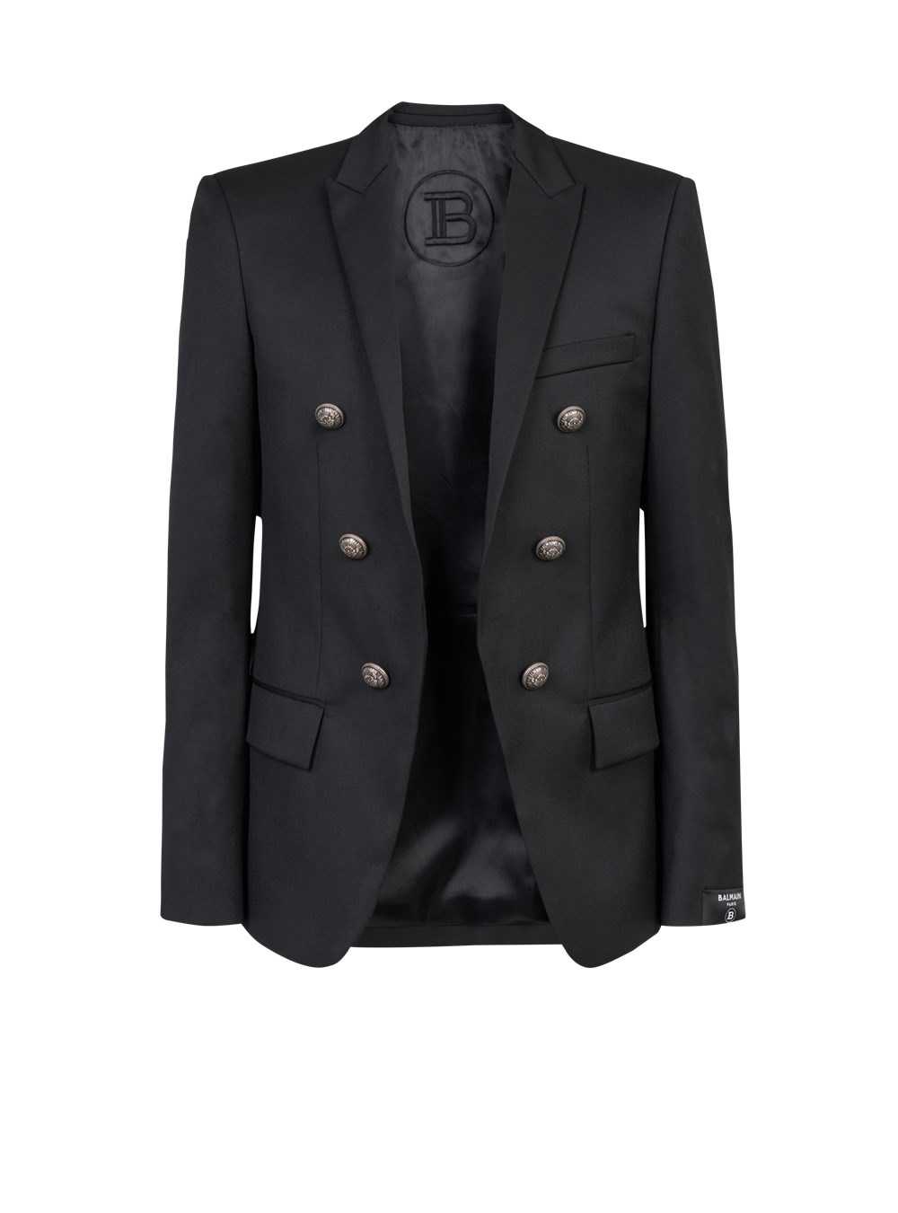 Balmain Wool Blazer With Double-breasted Silver-tone Buttoned Fastening Black | KIMFZXO-02