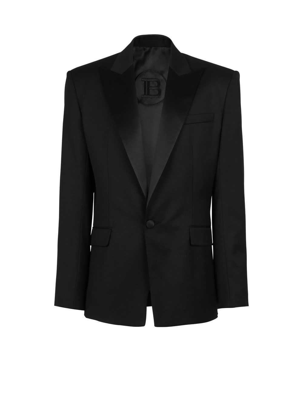 Balmain Wool Blazer With Satin Collar Black | MRCUDOG-17