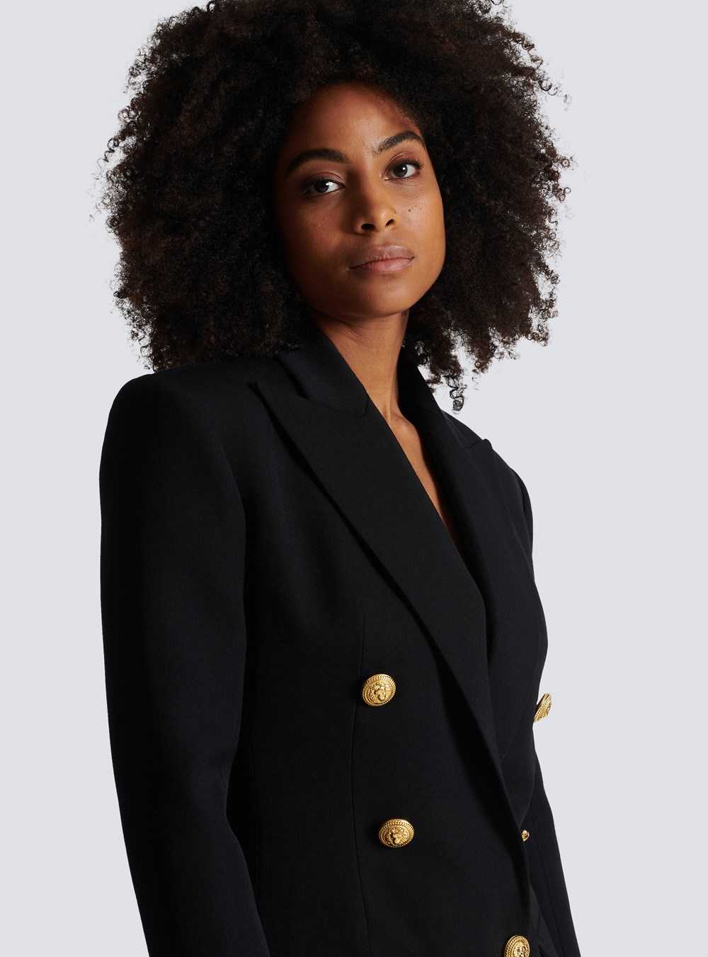 Balmain Wool Double-breasted Blazer Black | PAQYJFZ-19