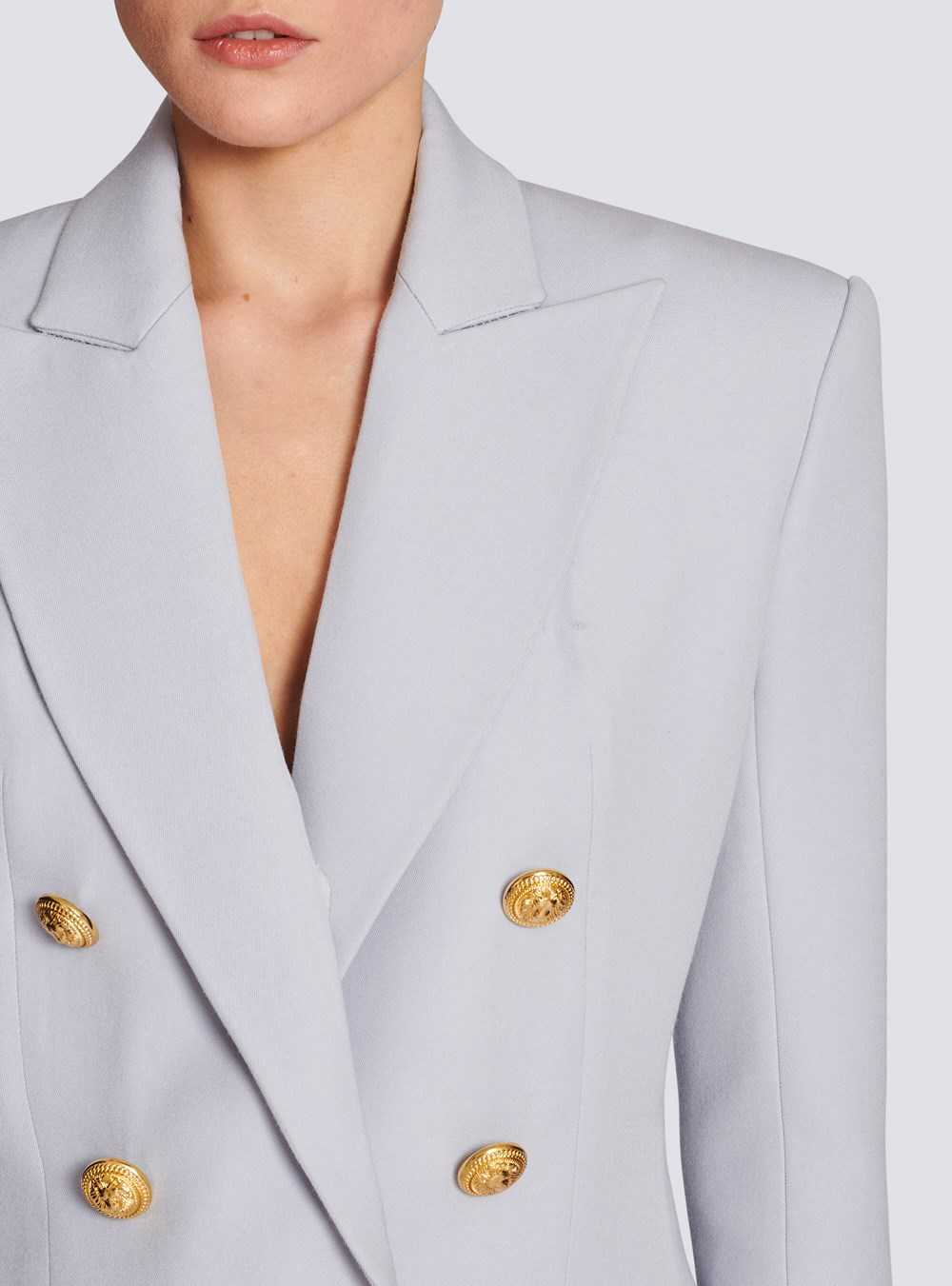 Balmain Wool Double-breasted Blazer Blue | SCPEOQF-34