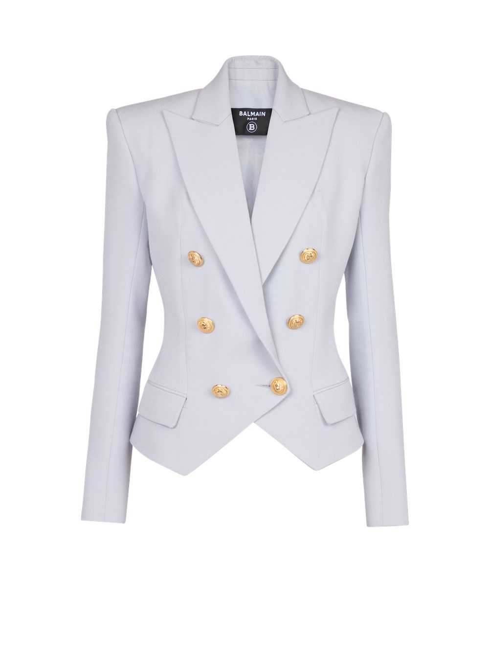 Balmain Wool Double-breasted Blazer Blue | SCPEOQF-34