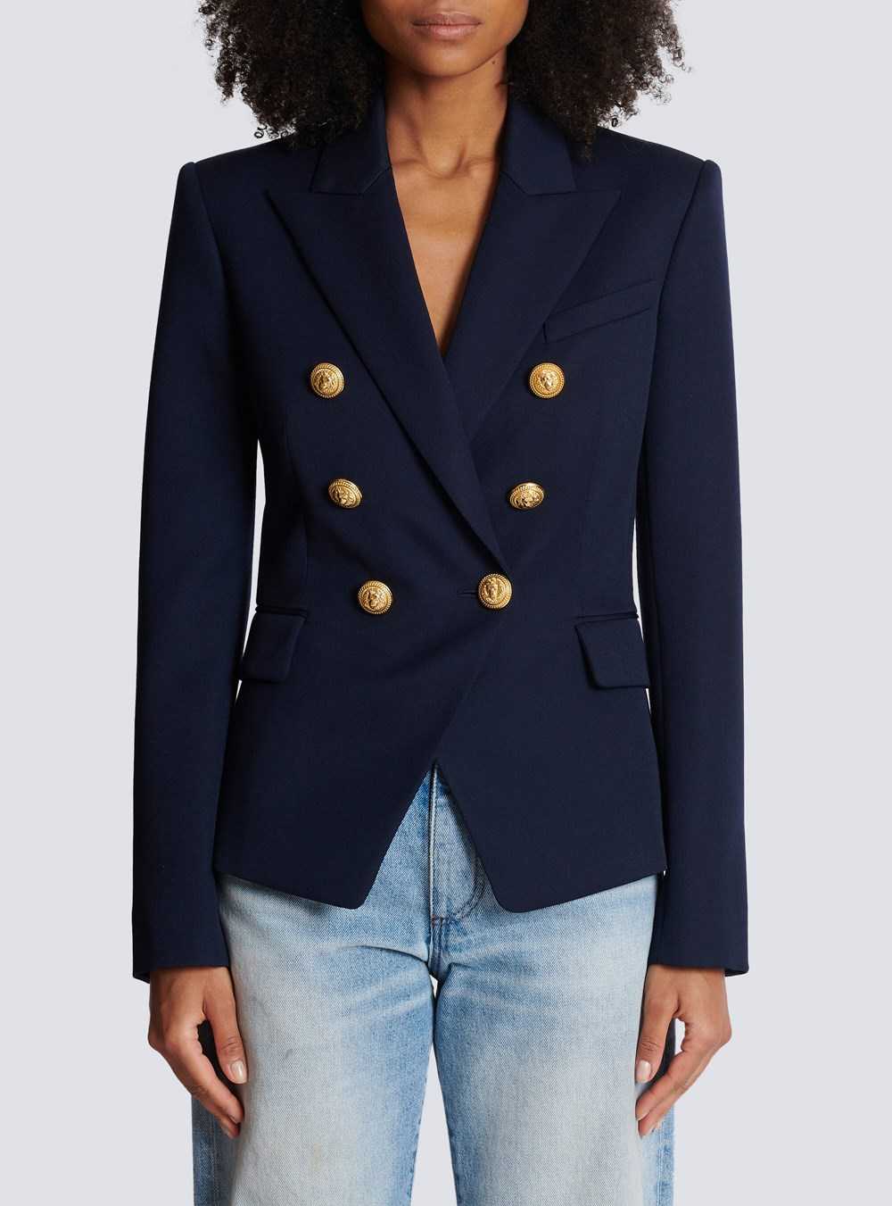 Balmain Wool Double-breasted Jacket Navy | ECIDBNA-61