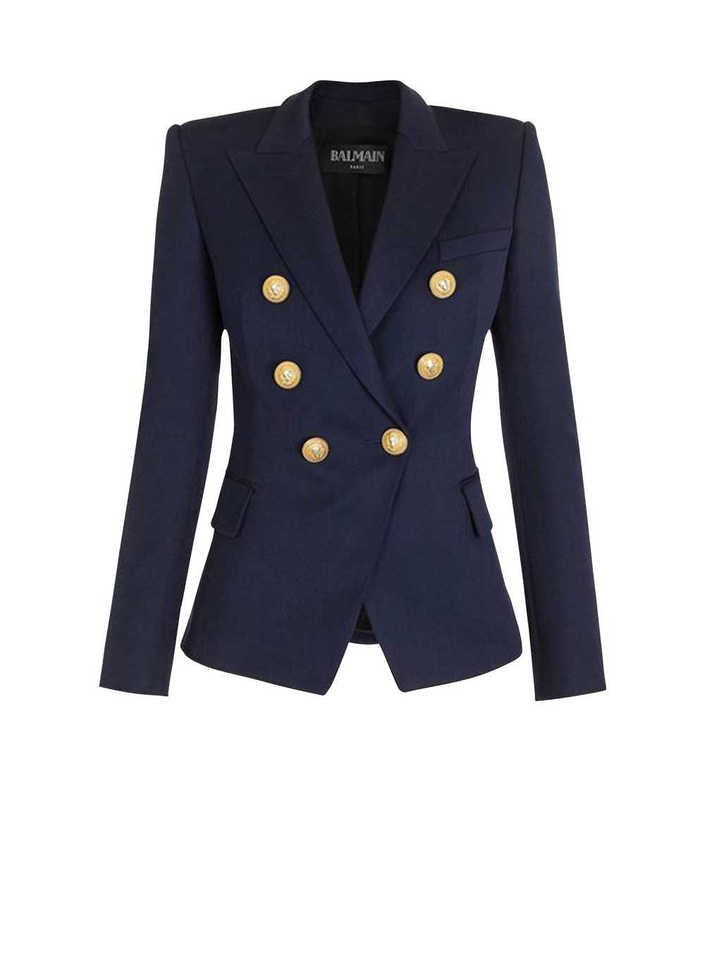 Balmain Wool Double-breasted Jacket Navy | ECIDBNA-61