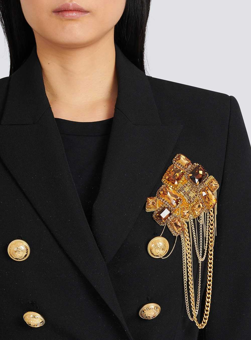 Balmain Wool Jacket With Embroidered Jewel Badge Black | IMFUZXJ-74