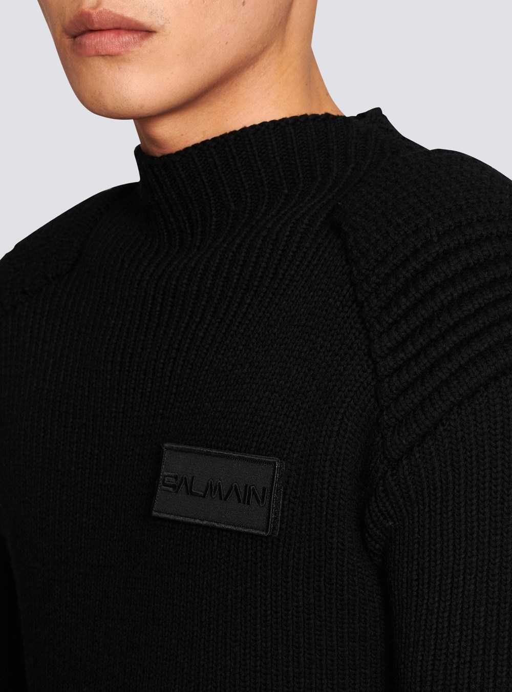 Balmain Wool Jumper With Balmain Logo Black | PHAOFBX-49