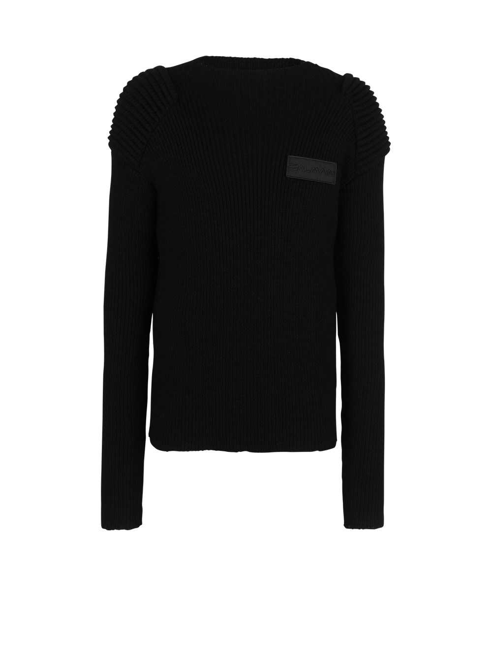 Balmain Wool Jumper With Balmain Logo Black | PHAOFBX-49