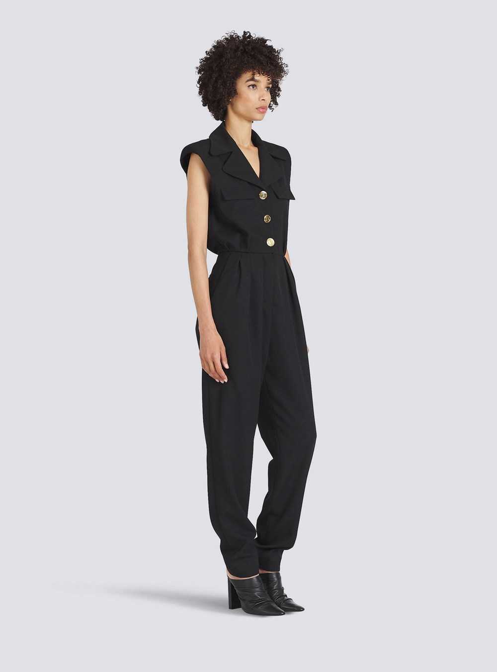 Balmain Wool Jumpsuit Black | WJFYXRC-71