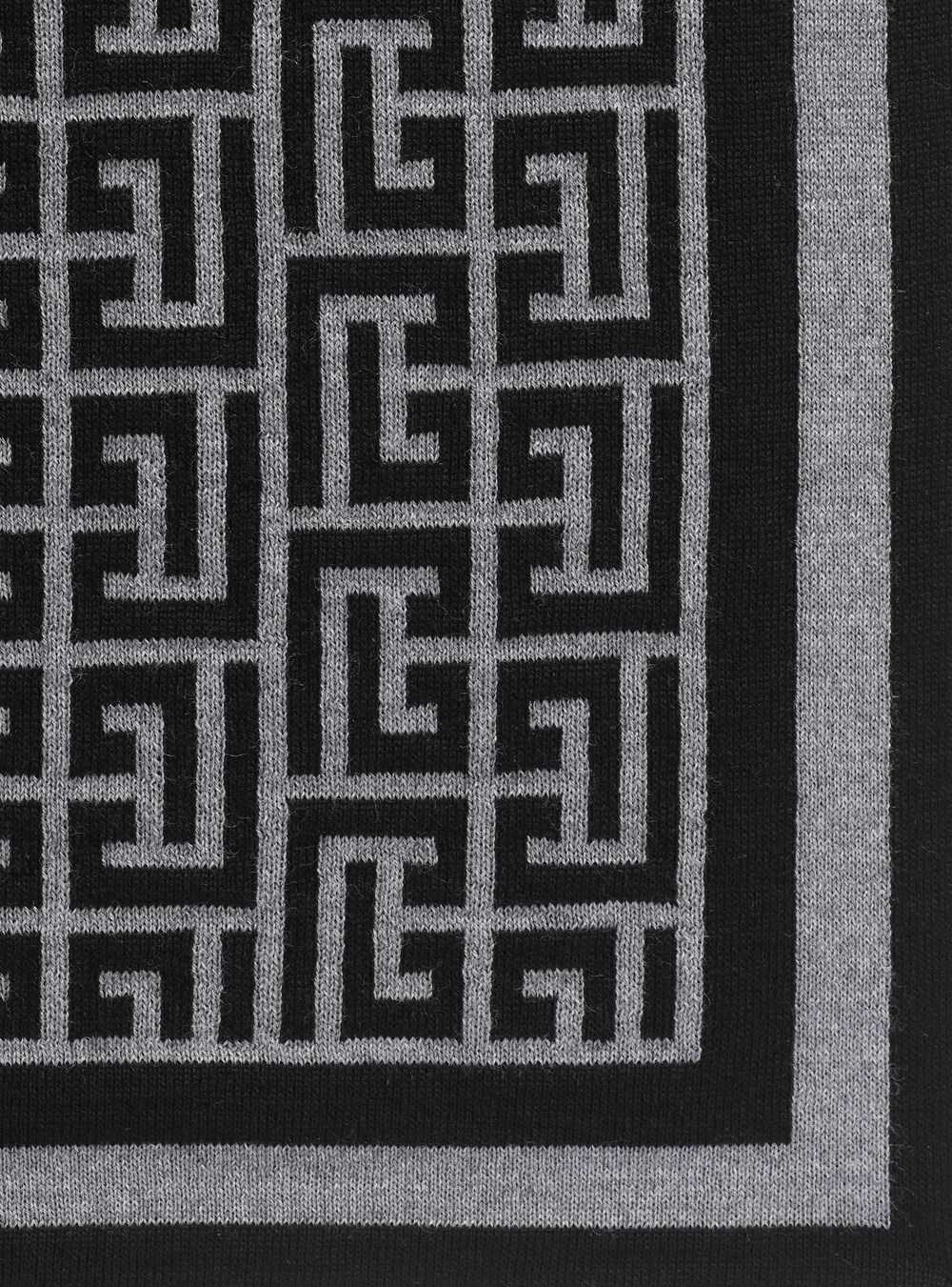 Balmain Wool Scarf With Balmain Monogram Grey | AUKVTOS-14