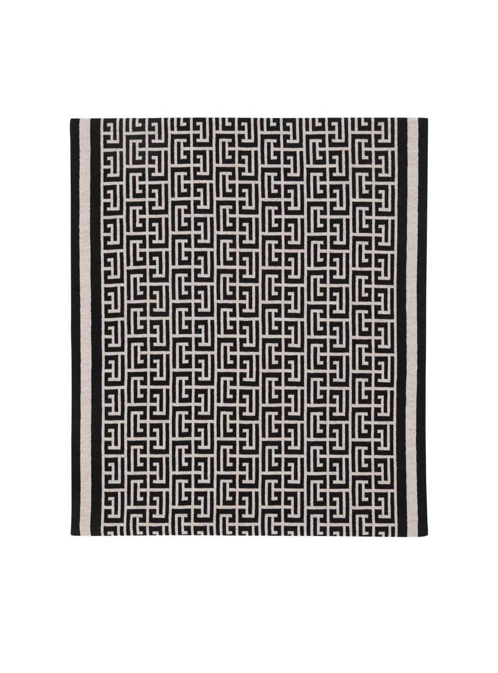 Balmain Wool Scarf With Balmain Monogram Black | QJKEBCS-34