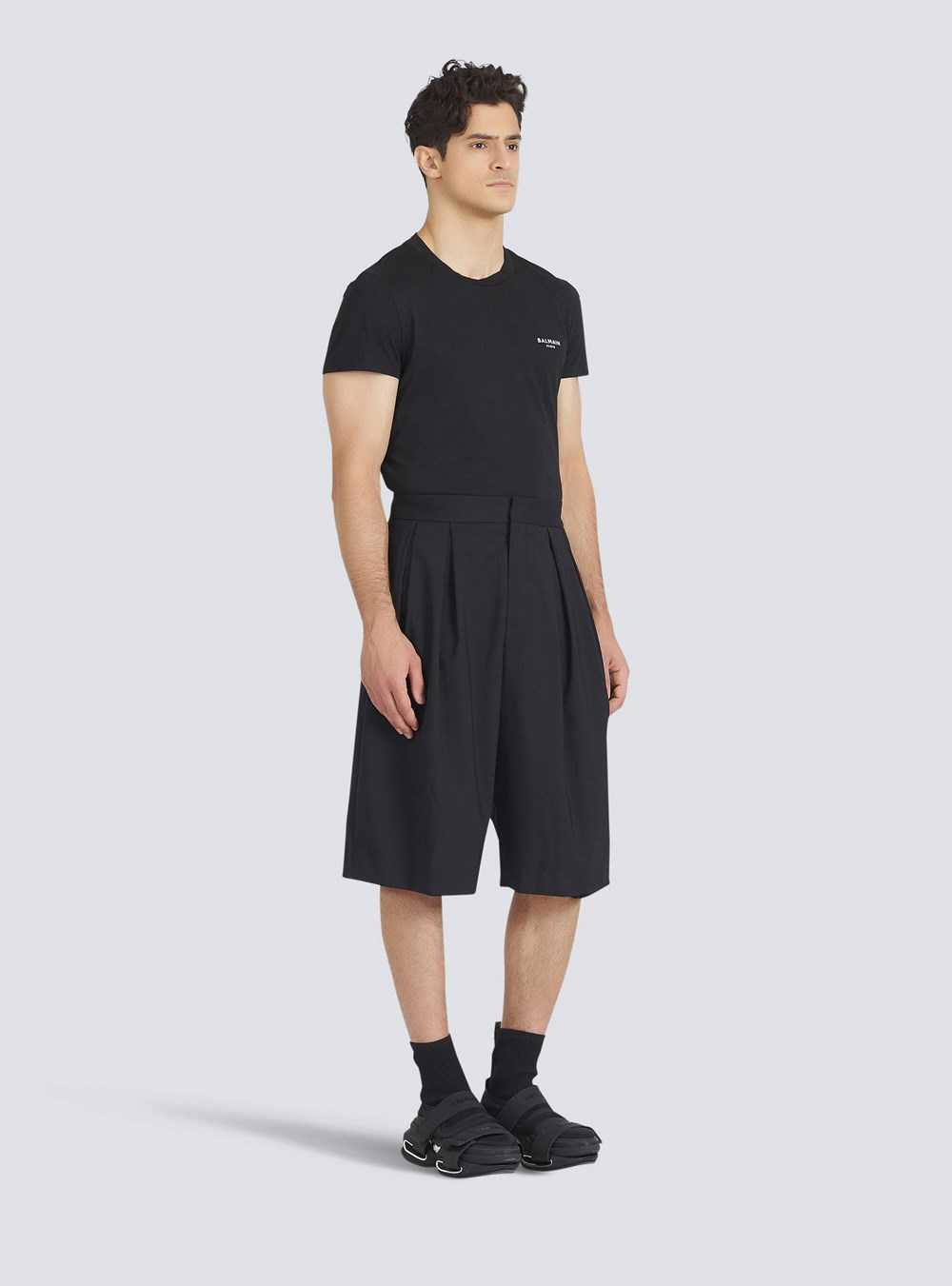 Balmain Wool Shorts Black | JCXFHUD-93