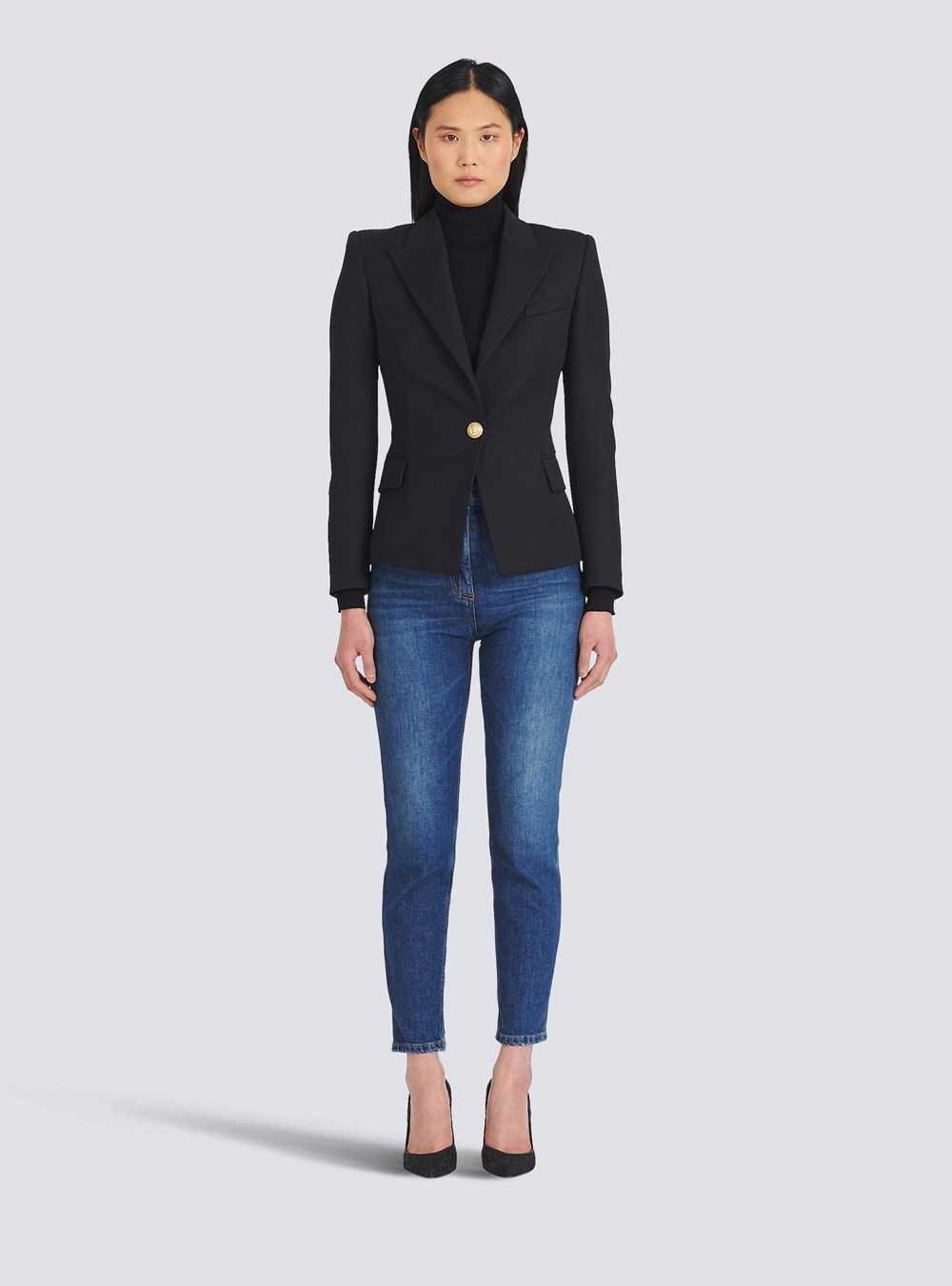 Balmain Wool Single-button Blazer Black | WZINUQO-79