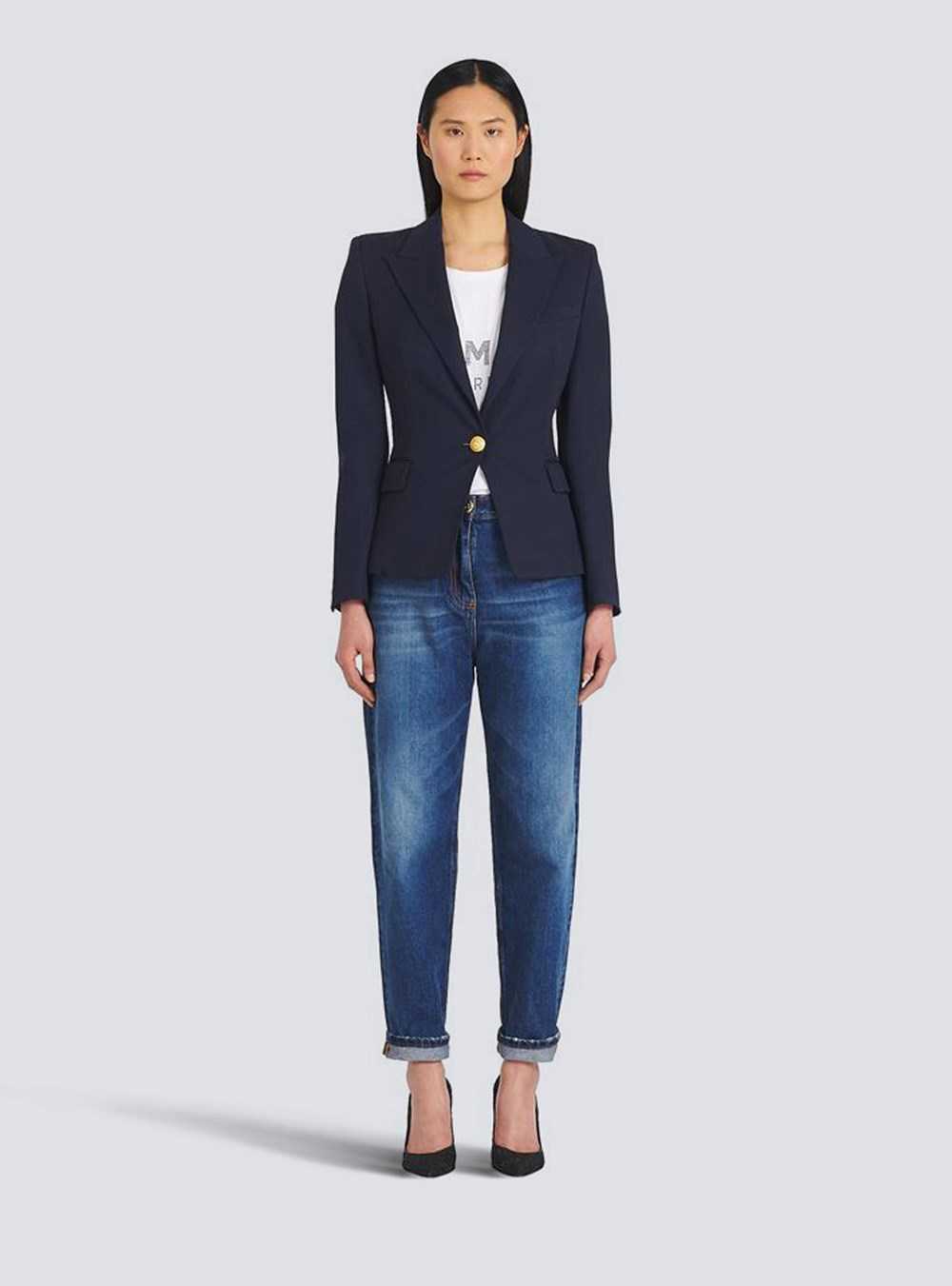 Balmain Wool Single-button Blazer Navy | PZDCGHE-30