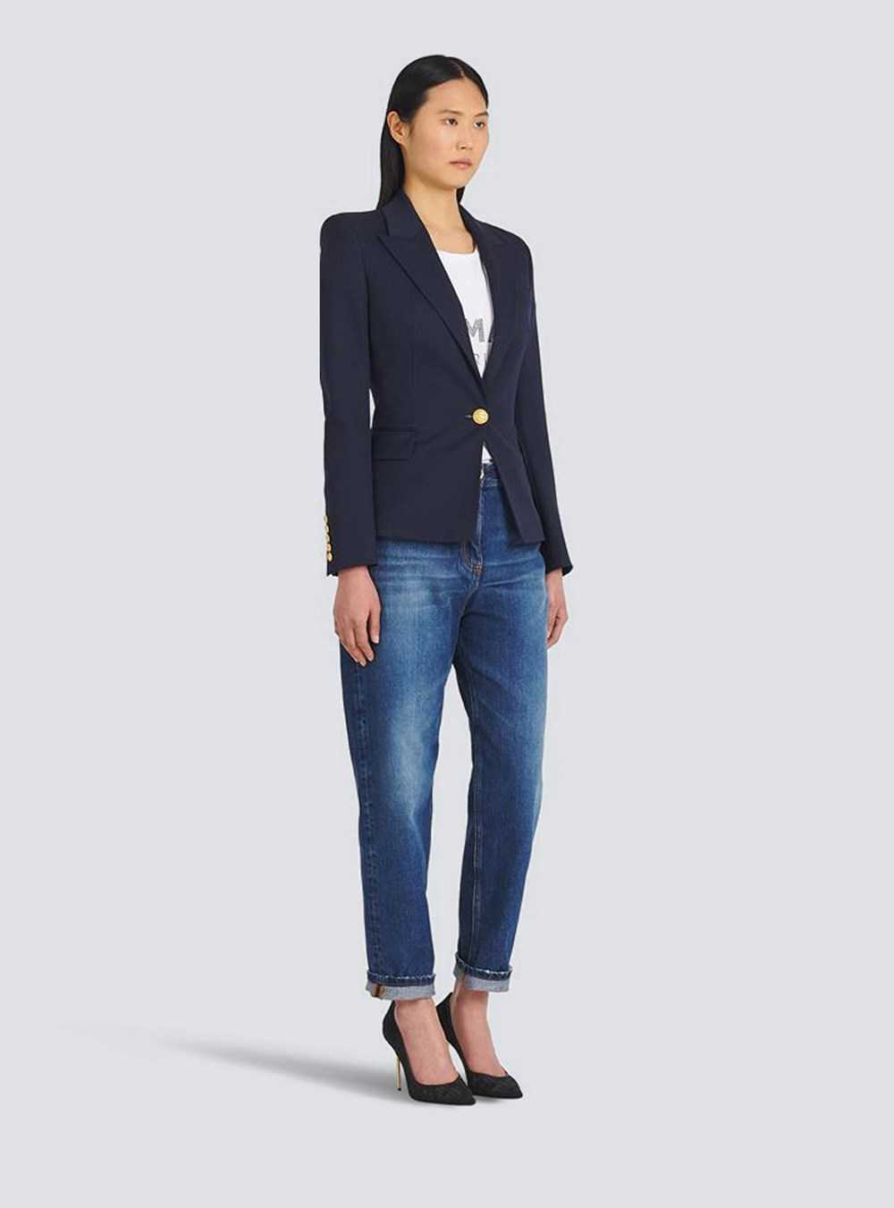 Balmain Wool Single-button Blazer Navy | PZDCGHE-30