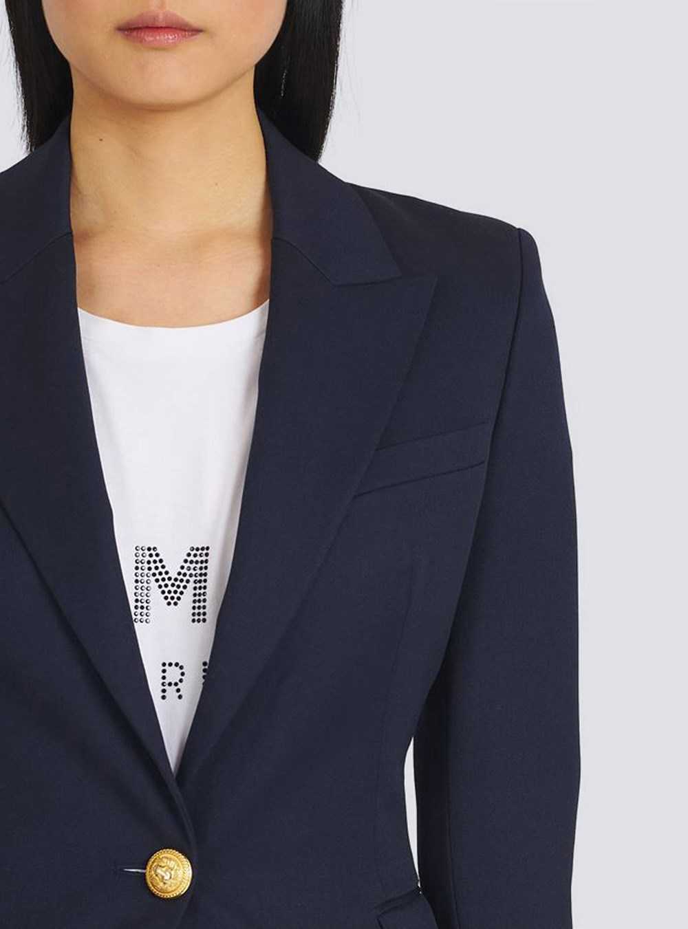 Balmain Wool Single-button Blazer Navy | PZDCGHE-30