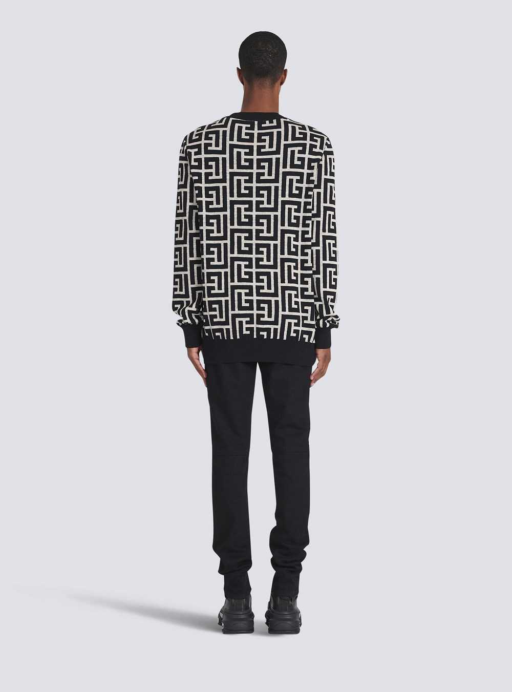 Balmain Wool Sweater With Balmain Monogram Black | QMSCETV-87