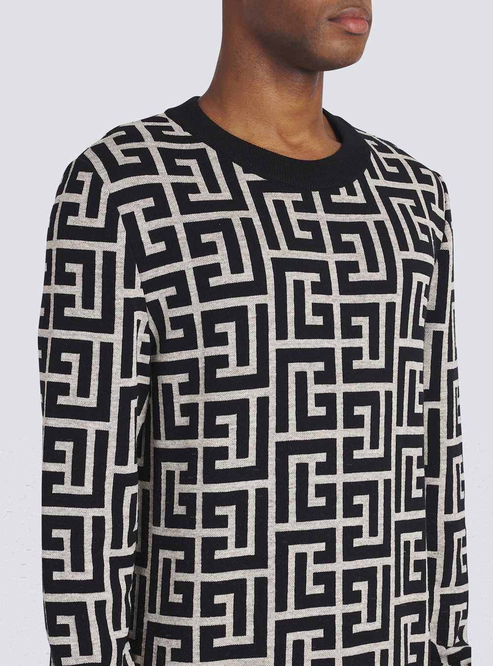 Balmain Wool Sweater With Balmain Monogram Black | QMSCETV-87