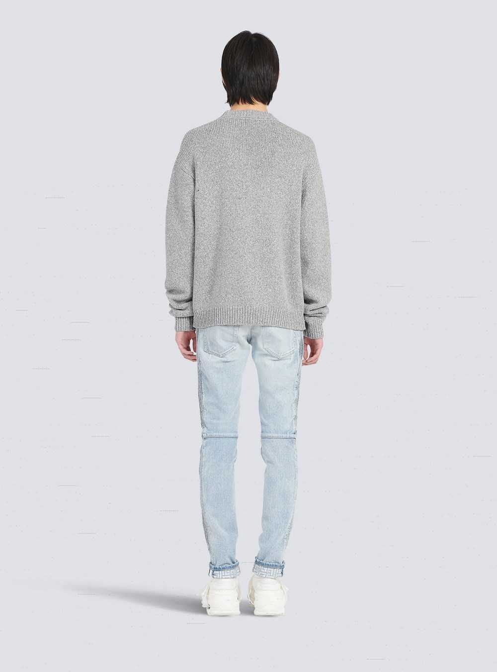 Balmain Wool Sweater With Balmain Paris Logo Grey | AKHYGZF-09