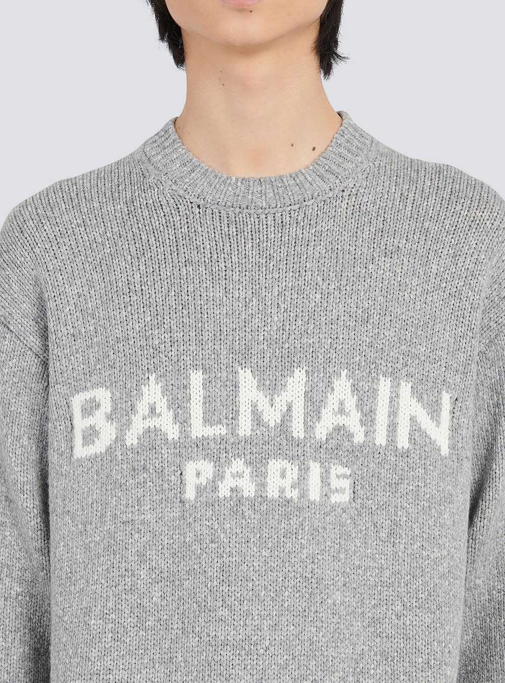 Balmain Wool Sweater With Balmain Paris Logo Grey | AKHYGZF-09