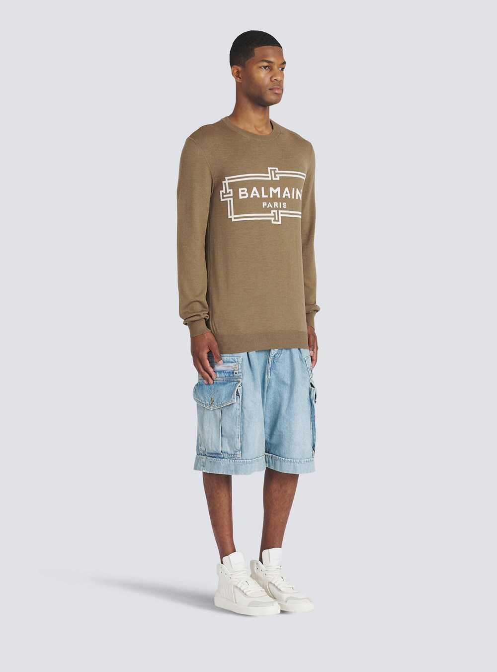 Balmain Wool Sweater With Balmain Paris Logo Brown | EAJBRYG-21