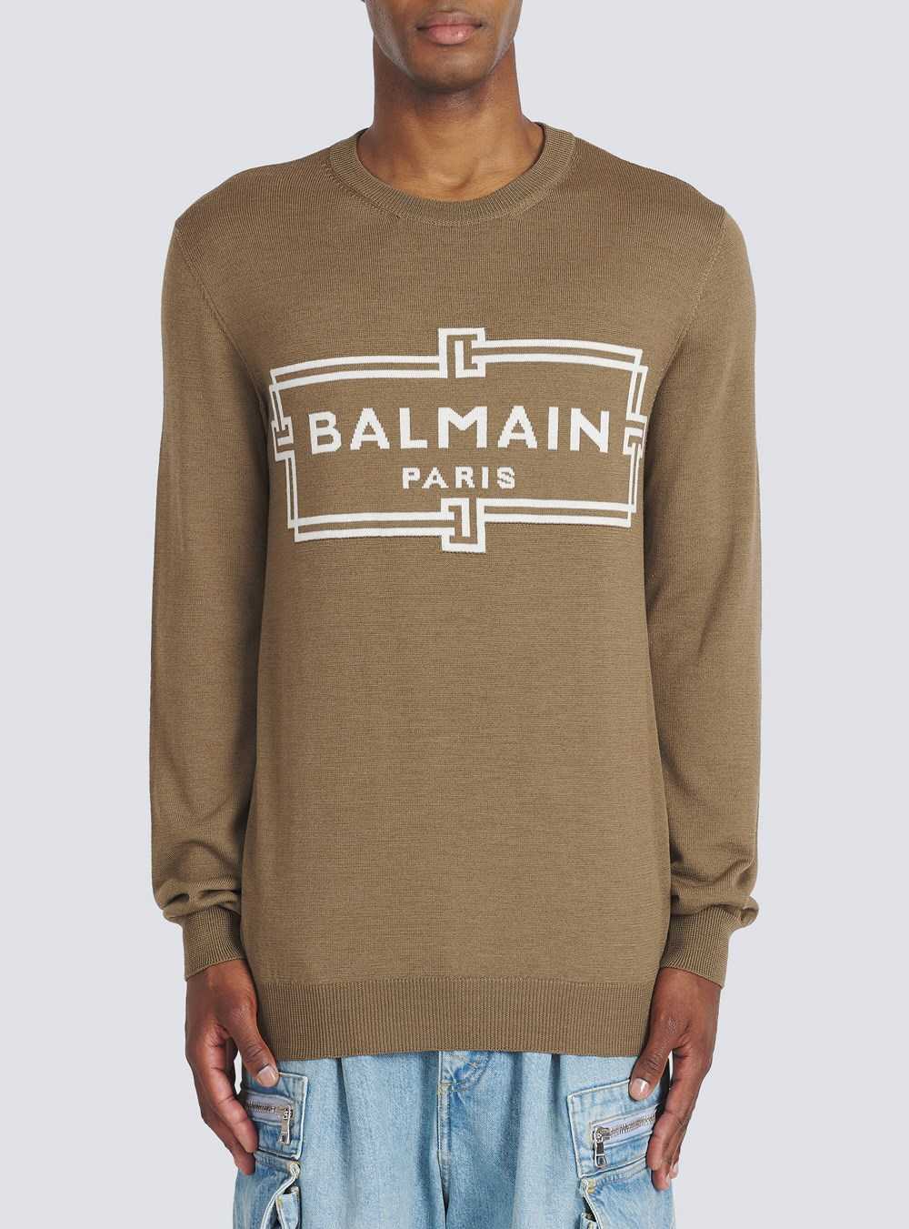 Balmain Wool Sweater With Balmain Paris Logo Brown | EAJBRYG-21