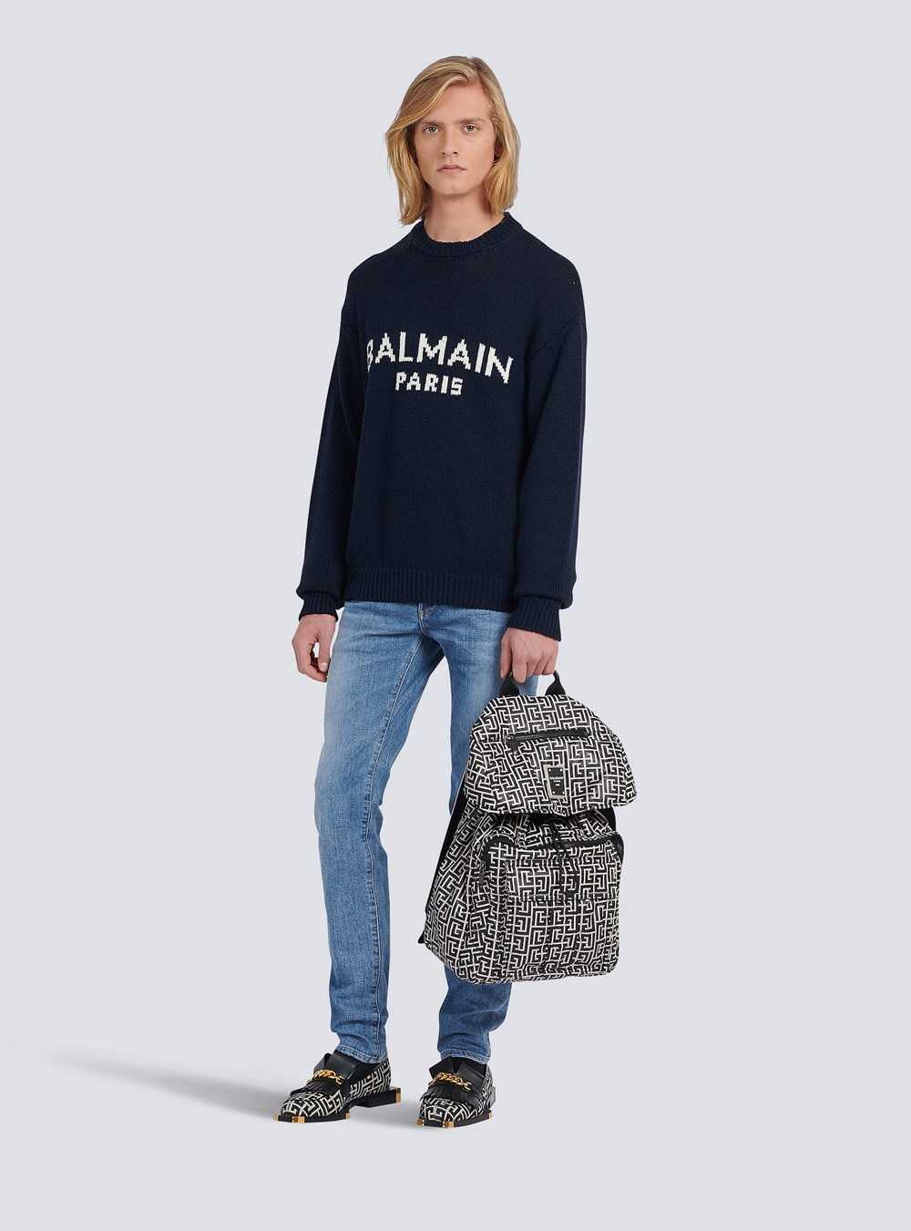 Balmain Wool Sweater With Balmain Paris Logo Black | JUCMIKF-29