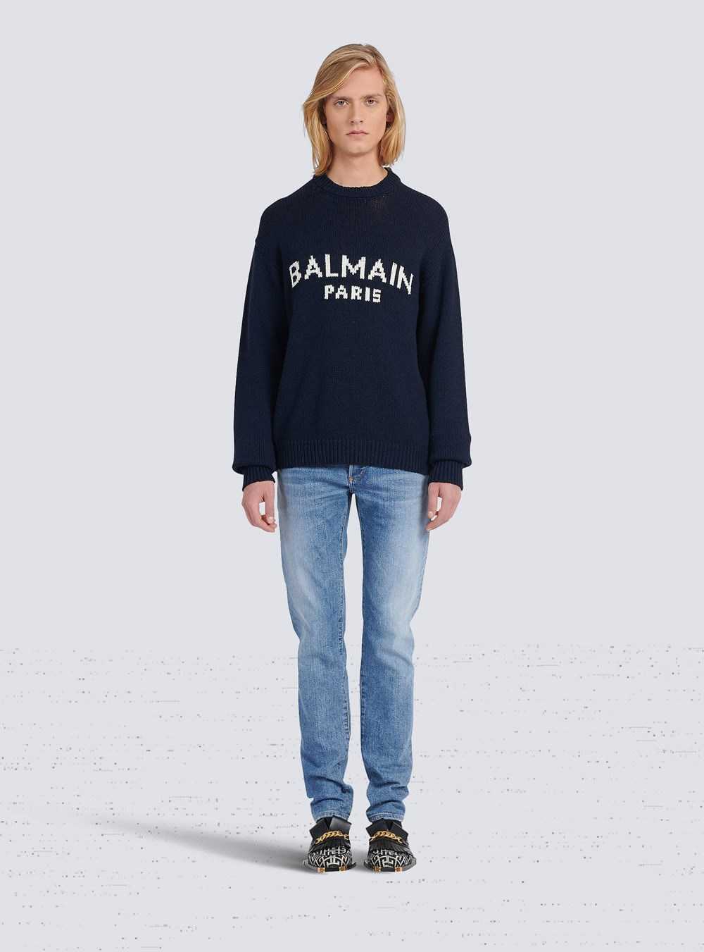 Balmain Wool Sweater With Balmain Paris Logo Black | JUCMIKF-29