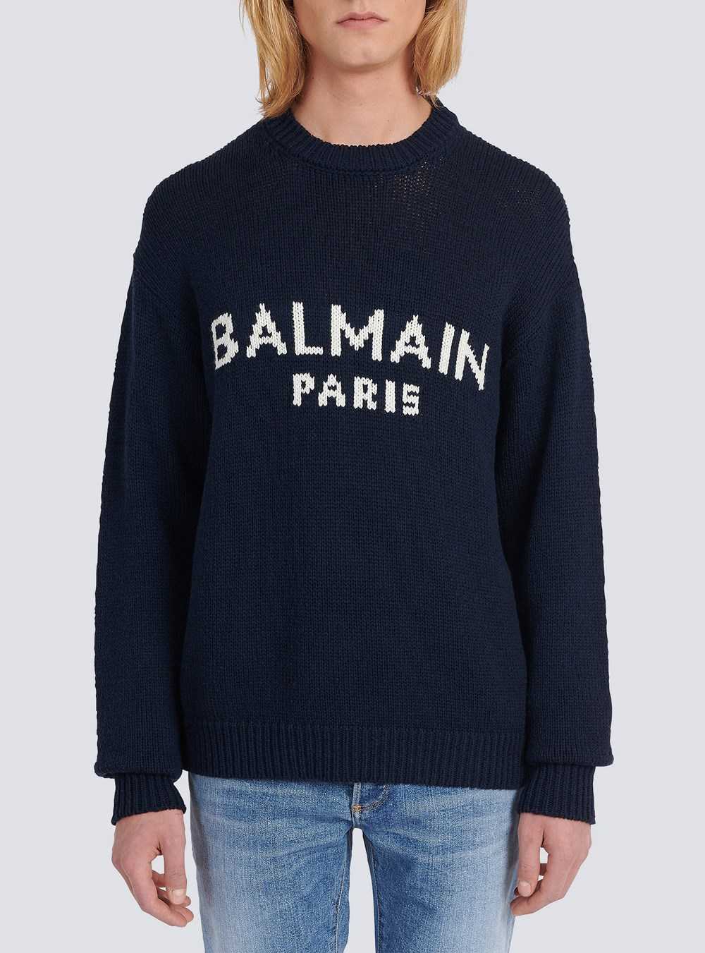 Balmain Wool Sweater With Balmain Paris Logo Black | JUCMIKF-29