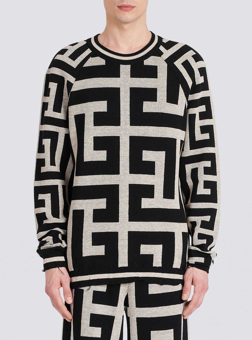 Balmain Wool Sweater With Maxi Balmain Monogram Black | WLYSDTH-60