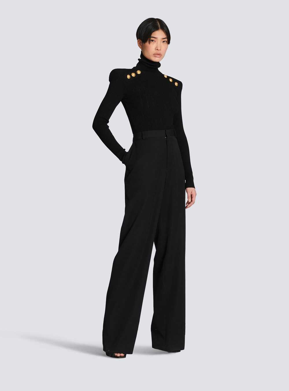 Balmain Wool Wide-leg Trousers Black | PASNXTW-56