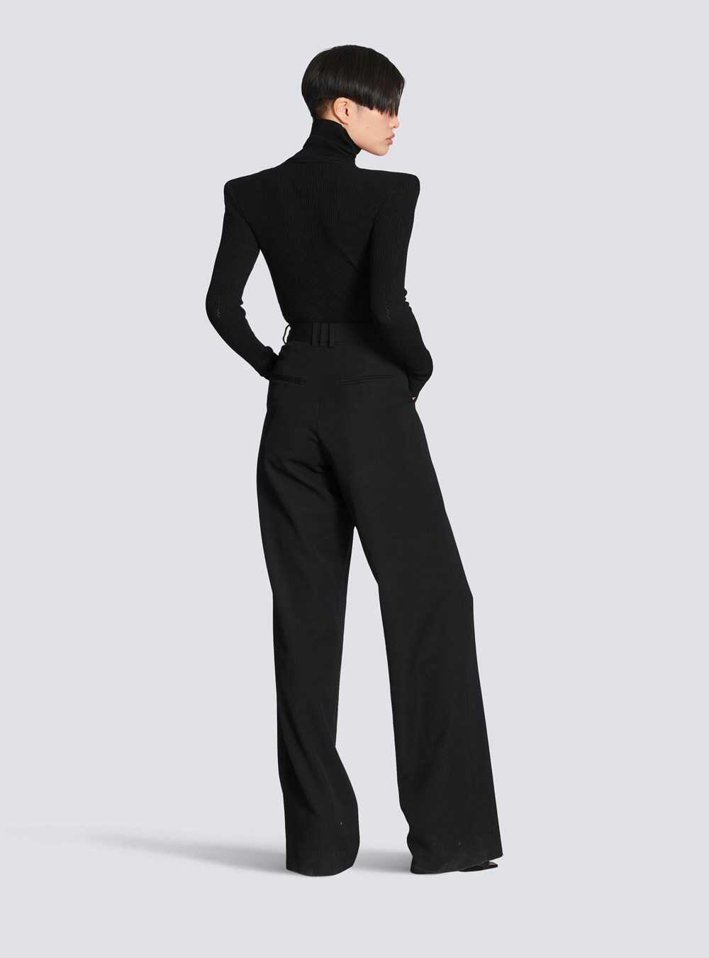 Balmain Wool Wide-leg Trousers Black | PASNXTW-56