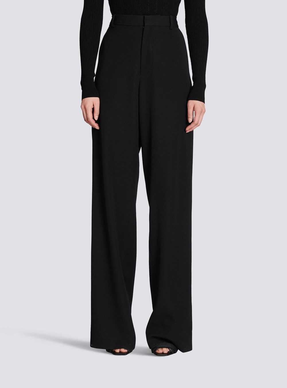 Balmain Wool Wide-leg Trousers Black | PASNXTW-56