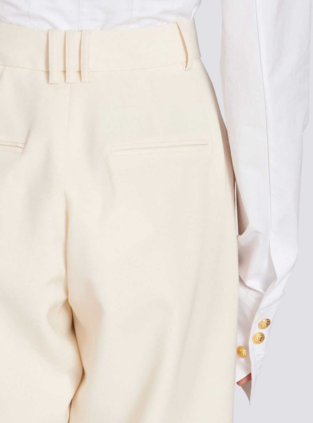 Balmain Wool Wide-leg Trousers White | TFXDNOC-67