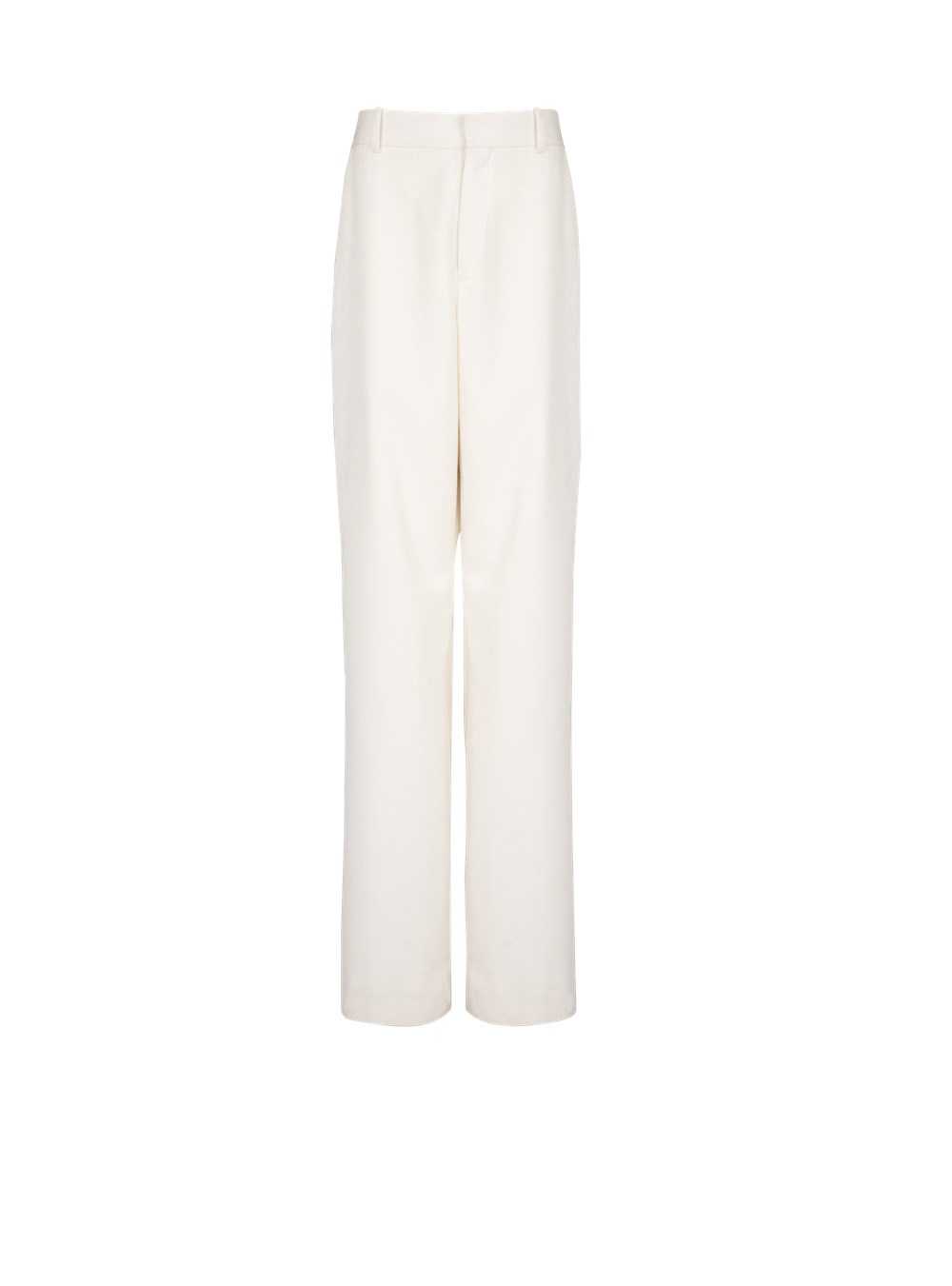 Balmain Wool Wide-leg Trousers White | TFXDNOC-67